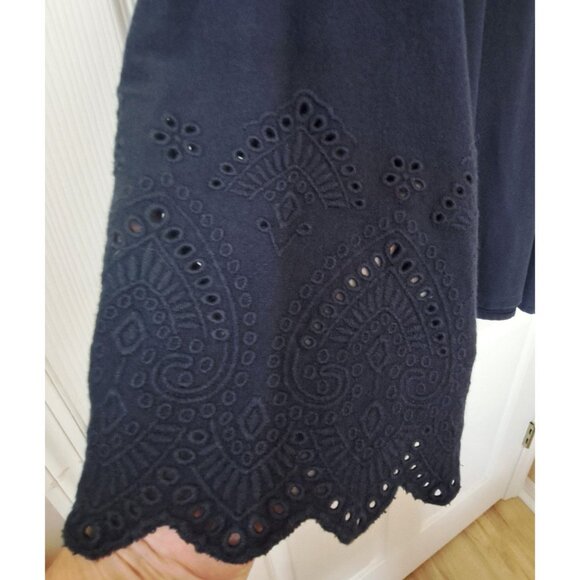 J.Jill Women's XL Petite Long Sleeve Navy Eyelet Edged Square Neck Top - Picture 5 of 9